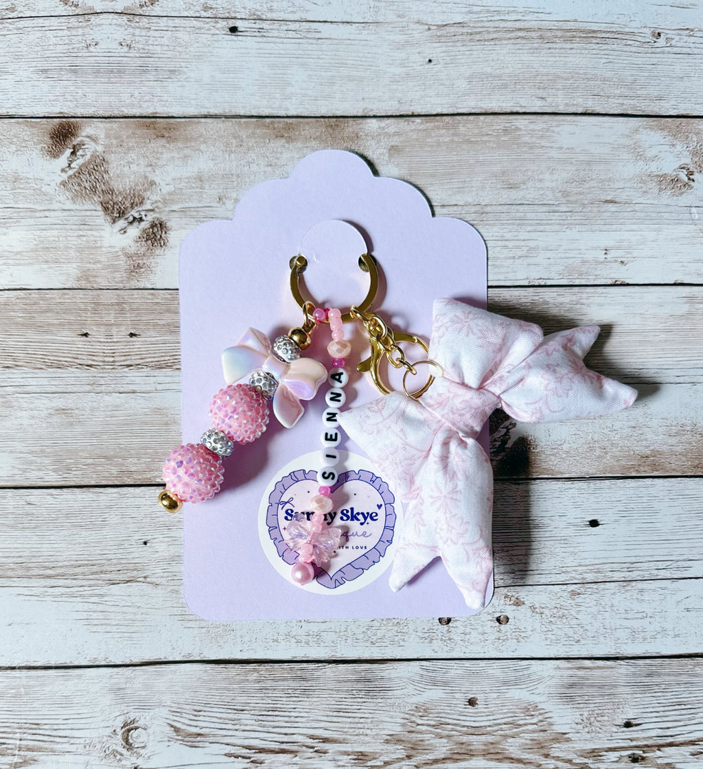 Custom Beaded and Puffy Bow Keychains
