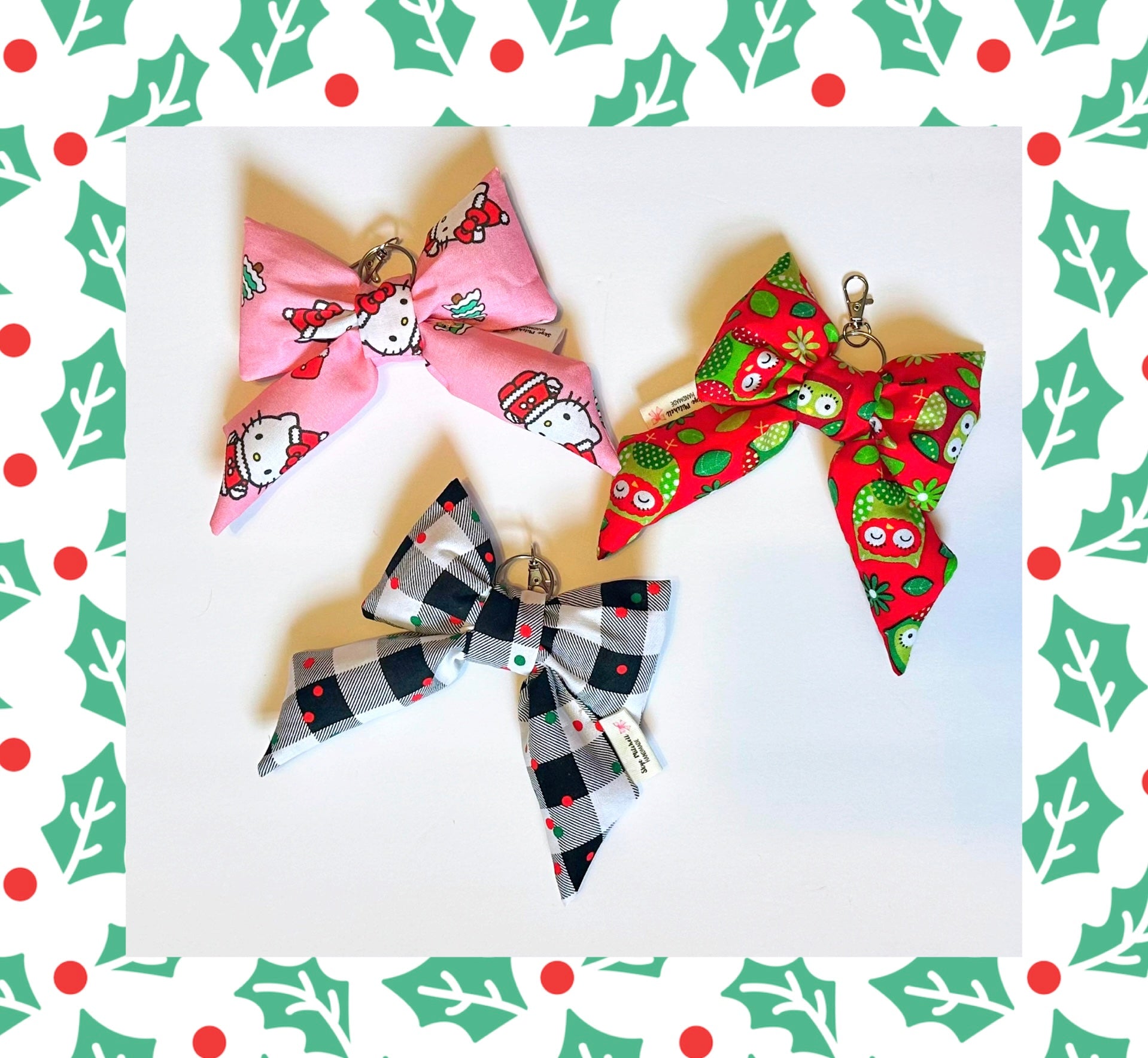 Christmas Puffy Bow Keychain