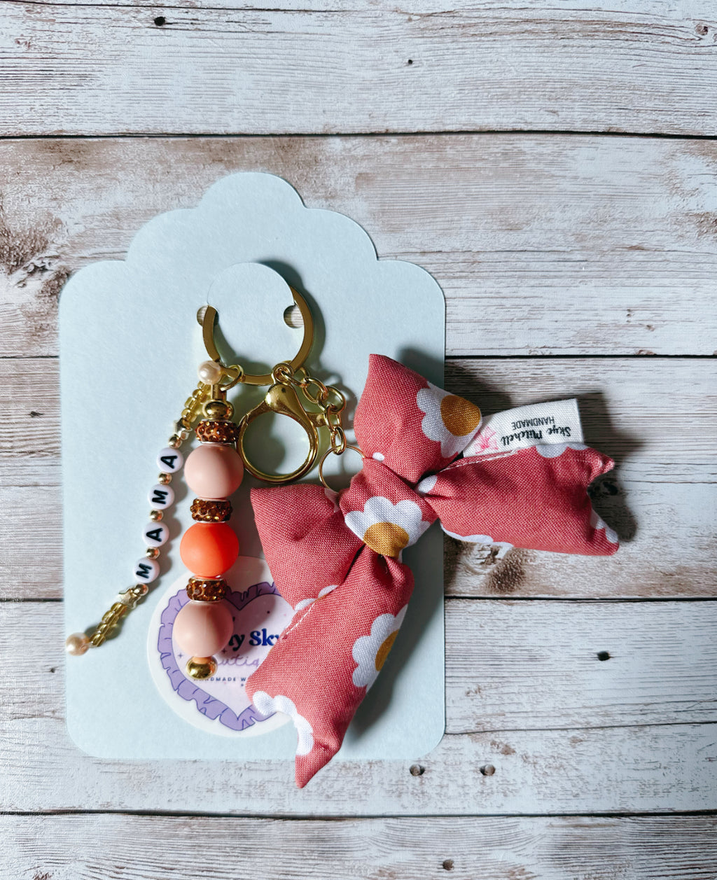 Custom Beaded and Puffy Bow Keychains