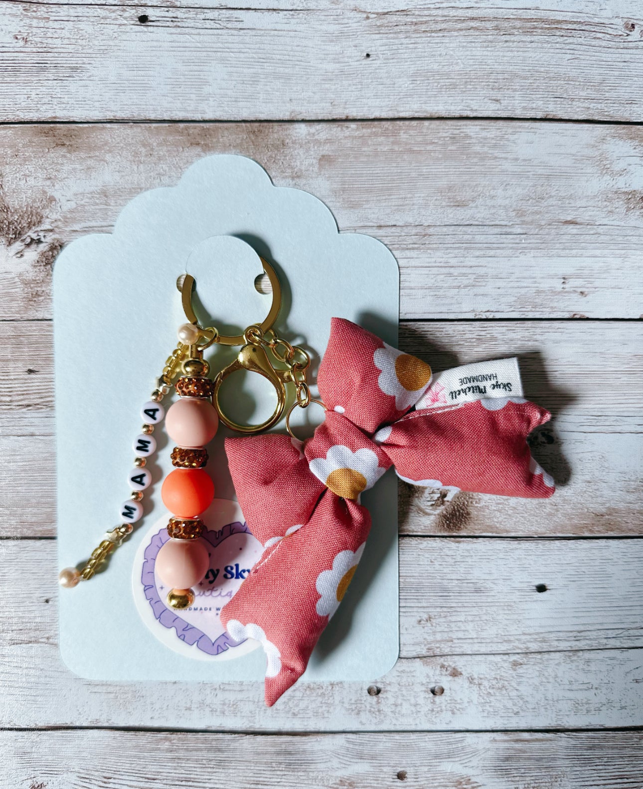 Custom Beaded and Puffy Bow Keychains