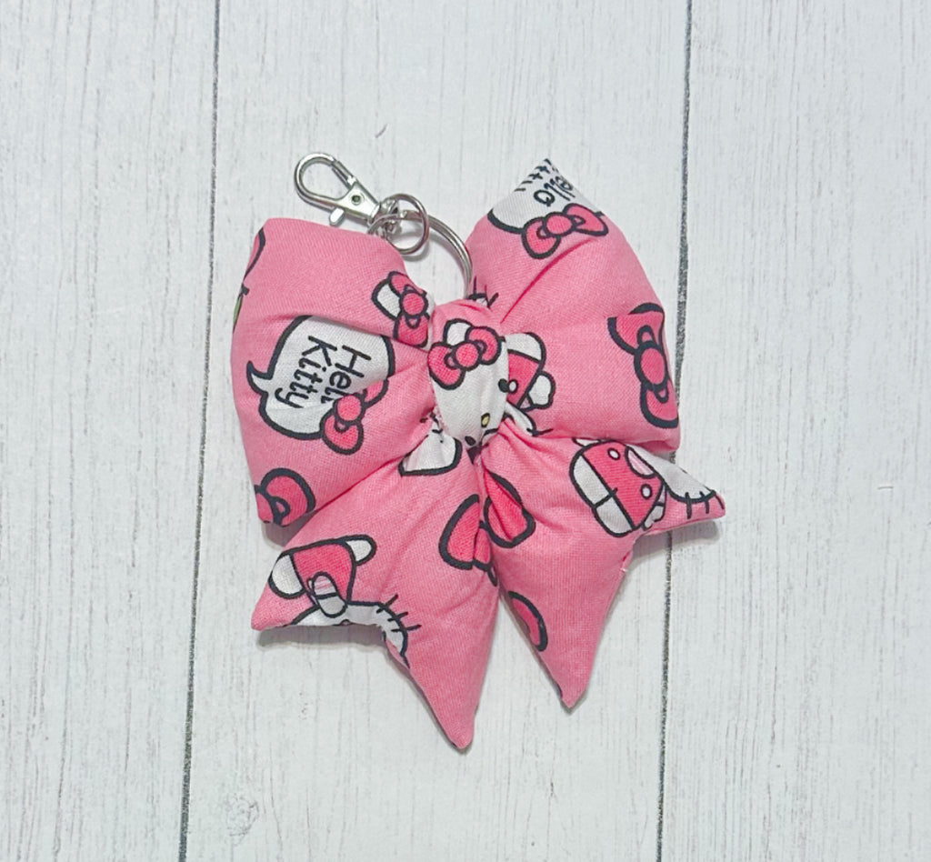 Hello Kitty Puffy Bow Keychains