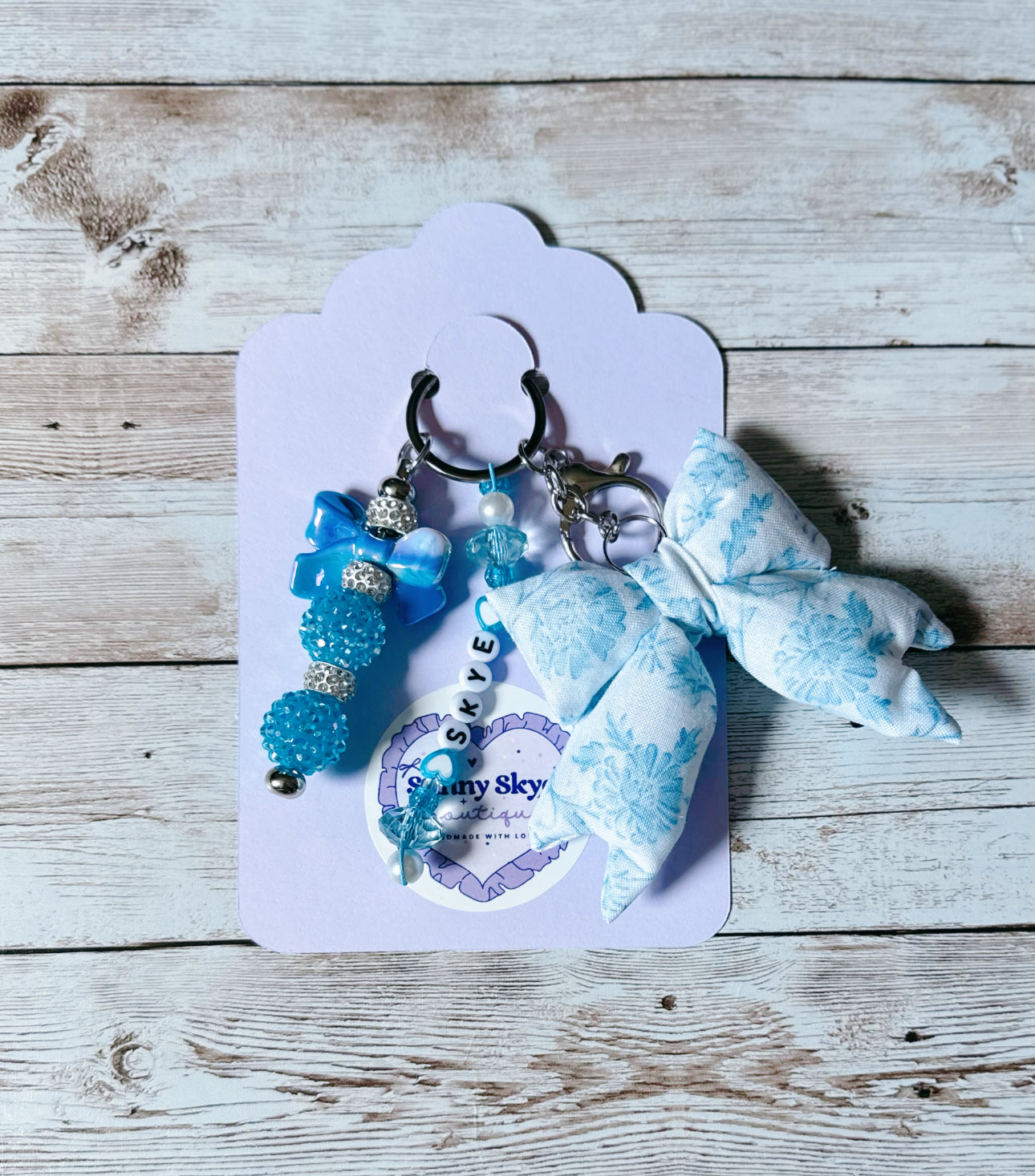 Custom Beaded and Puffy Bow Keychains