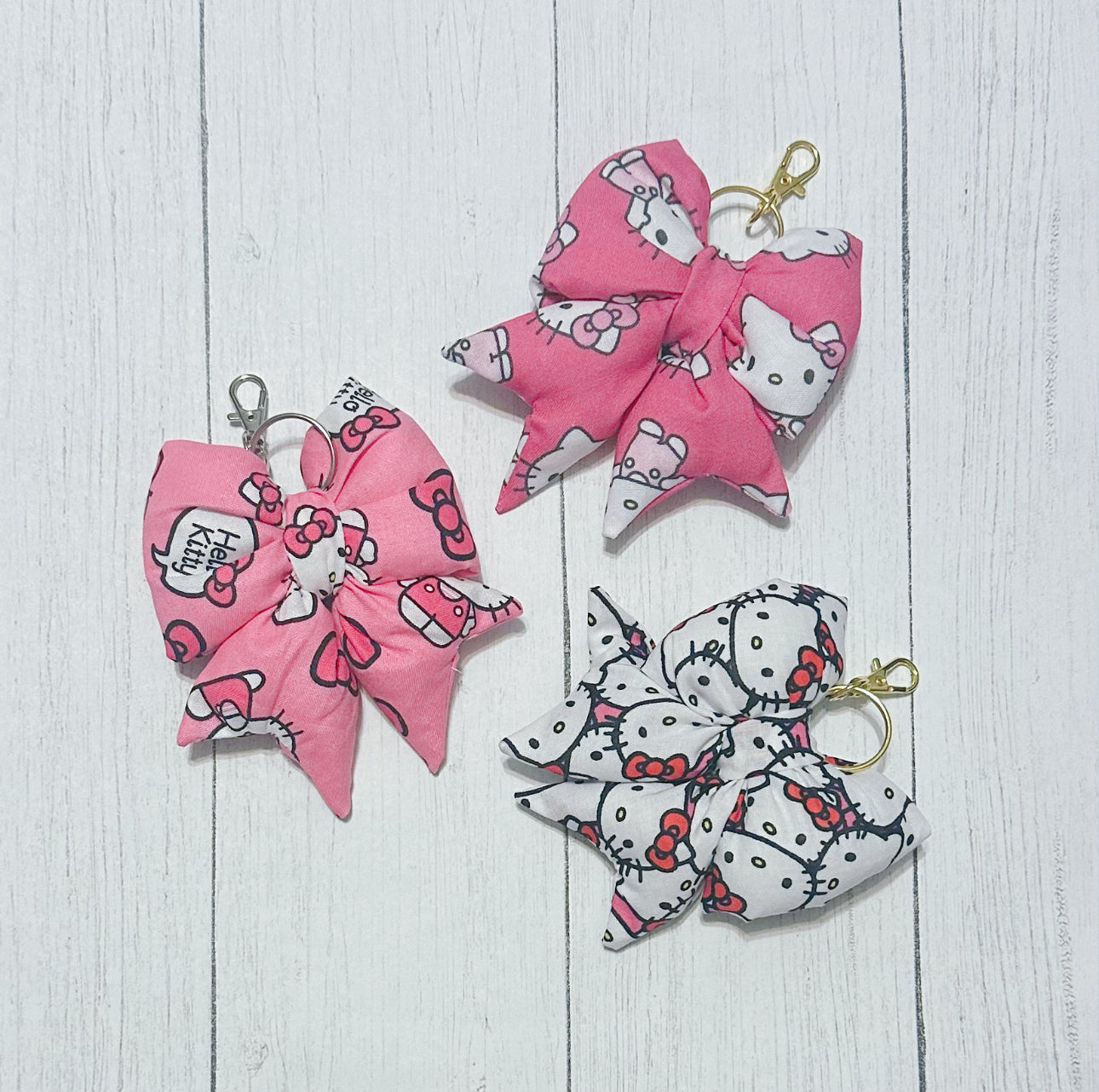 Hello Kitty Puffy Bow Keychains