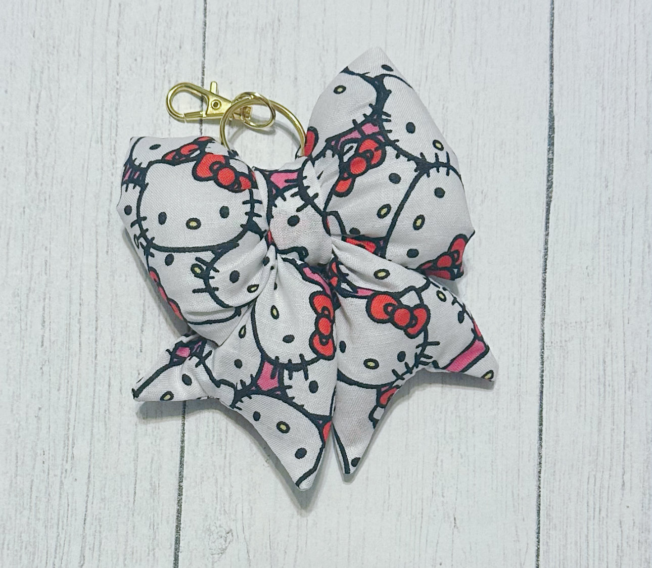 Hello Kitty Puffy Bow Keychains