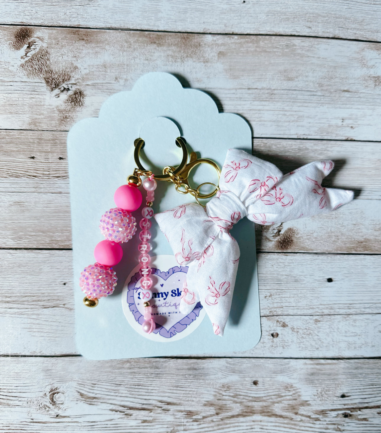 Custom Beaded and Puffy Bow Keychains